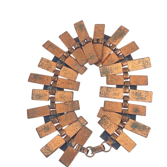 Vintage Renoir Copper Link Bracelet 1960s Starburst Retro Geometric - Picture 3 of 8